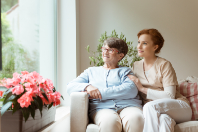 caregiver and senior woman